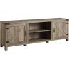 Walker Edison Georgetown Modern Farmhouse Double Barn Door TV Stand for TVs up to 80 Inches, 70 Inch, Rustic Oak, Without Fireplace, 15.75 x 70 x 24 inches(Grey Wash)