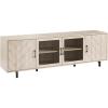 Walker Edison Harper Modern 4 Door Herringbone Stand for TVs up to 80 Inches, 70 Inch, Birch(Birch)