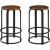 Walker Edison Hayes Modern Curved Metal and Solid Wood Barstool, 26 Inch, Dark Coffee/Black(Dark Coffee / Black)