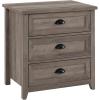 Walker Edison Hazel Modern Farmhouse 3 Drawer Framed Nightstand with Half-Moon Handles, 25 Inch, Grey Wash(Grey Wash)