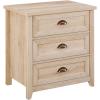 Walker Edison Hazel Modern Farmhouse 3 Drawer Framed Nightstand with Half-Moon Handles, 25 Inch, Grey Wash(White Oak)