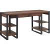 Walker Edison Industrial Wood Computer Writing Desk 4 Storage Shelves and Gaming Gamer Command Center Workstation Desk Home Office, 60 Inch, Driftwood(Dark Walnut)