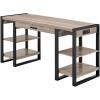 Walker Edison Industrial Wood Computer Writing Desk 4 Storage Shelves and Gaming Gamer Command Center Workstation Desk Home Office, 60 Inch, Driftwood(Driftwood)