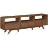 Walker Edison Kimi Mid Century Modern Minimalist Drop-Down Door Stand for TVs up to 85 Inches, 70 Inch, Mocha(Mocha)