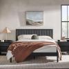 Walker Edison King Modern Reeded Headboard Solid Wood Bed, King Size, Black(Black)