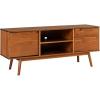 Walker Edison Mabel 58 Inch Modern 2 Door Solid Wood TV Stand for TVs up to 65 Inches – Caramel(Caramel)