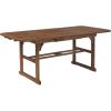 Walker Edison Maui Modern Solid Acacia Wood Slatted Patio Dining Table, 78 Inch, Dark Brown(Dark Brown)