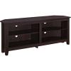 Walker Edison Maxwell Classic 2 Shelf Corner TV Stand for TVs up to 65 Inches, 58 Inch, Espresso(Espresso)