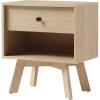 Walker Edison Mid Century Modern 1-Drawer Nightstand Bedroom Storage Drawer and Shelf Bedside End Table, 21 Inch, Coastal Oak(Coastal Oak)