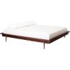 Walker Edison Mid Century Modern Solid Wood Platform Bed Headboard Footboard Bed Frame Bedroom, King, Caramel(Walnut)