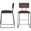 Walker Edison Modern 2-Piece Minimalist Counter Stools with Wooden Back, Set of 2, Black(Black)