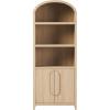Walker Edison Modern Arched 3-Shelf Bookcase with Lower Cabinet, Curved Top Bookcase with Doors on Bottom for Home Office, Living Room, Bedroom, Storage Solution, Coastal Oak(Coastal Oak)