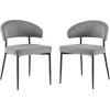 Walker Edison Modern Curved Back Upholstered Dining Chair with High-Performance Woven Upholstery and Powder Coated Steel Base, 2pk, Charcoal(Charcoal)