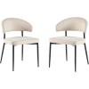 Walker Edison Modern Curved Back Upholstered Dining Chair with High-Performance Woven Upholstery and Powder Coated Steel Base, 2pk, Charcoal(Ivory)