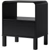 Walker Edison Modern Curved-Top Solid Wood 1-Drawer Nightstand with Open Cubby, 24 Inch, Brown(Black)