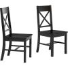 Walker Edison Modern Farmhouse Wood X-Back Armless Dining Chairs Kitchen, Set of 2, Black(Black)