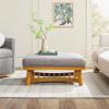 Walker Edison Nash Modern Farmhouse Large Oversized Linen Ottoman, Cream(Dark Grey)