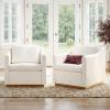 Walker Edison Nash Modern Farmhouse Linen Swivel Accent Chair, Cream(Cream)