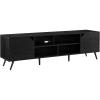 Walker Edison Nora Modern Minimal Open-Shelf TV Stand for TVs up to 90 Inches, 80 Inch, Black(Black)