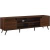 Walker Edison Nora Modern Minimal Open-Shelf TV Stand for TVs up to 90 Inches, 80 Inch, Black(Dark Walnut)