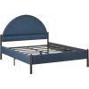 Walker Edison Queen Modern Curved Upholstered-Headboard Bed, Queen Size, Grey(Blue)