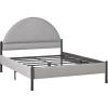 Walker Edison Queen Modern Curved Upholstered-Headboard Bed, Queen Size, Grey(Grey)