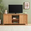 Walker Edison Scandinavian Reeded TV Stand with Storage for up to 70″ TV Coastal Oak(English Oak)