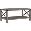 Walker Edison Sedalia Modern Farmhouse Metal X Coffee Table, 40 Inch, Stone Grey(Grey Wash)