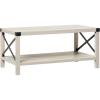 Walker Edison Sedalia Modern Farmhouse Metal X Coffee Table, 40 Inch, Stone Grey(Stone Grey)