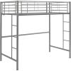 Walker Edison Silver Metal Twin over Loft Bunk Bed Twin Size Bedframe with Ladder(Silver)
