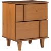 Walker Edison Sprague Contemporary Detailed Drawer Solid Wood Nightstand, 20 Inch, Caramel(Caramel)