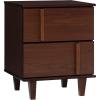 Walker Edison Sprague Contemporary Detailed Drawer Solid Wood Nightstand, 20 Inch, Caramel(Walnut)