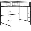 Walker Edison Timothee Urban Industrial Metal Double over Loft Bunk Bed, Full Loft, Black(Black)