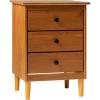Walker Edison Traditional Wood 3 Drawer Nightstand Side Table Bedroom Storage Drawer and Shelf Bedside End Table, 18 Inch, White(Caramel)