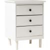Walker Edison Traditional Wood 3 Drawer Nightstand Side Table Bedroom Storage Drawer and Shelf Bedside End Table, 18 Inch, White(White)