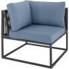 Walker Edison Tropez Contemporary Steel Frame Modular Armless Patio Chair with Rope Cord Detail, 27 Inch, Blue(Blue)
