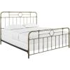 Walker Edison Vintage Antique Metal Iron Pipe King Size Bed Headboard Footboard Bed Frame Bedroom, King, Bronze(Bronze)