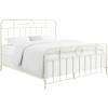 Walker Edison Vintage Antique Metal Iron Pipe King Size Bed Headboard Footboard Bed Frame Bedroom, King, Bronze(White)