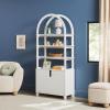Walker Edison Zoey Modern Arched Wood Open Bookcase 72 Inch, Green(White)