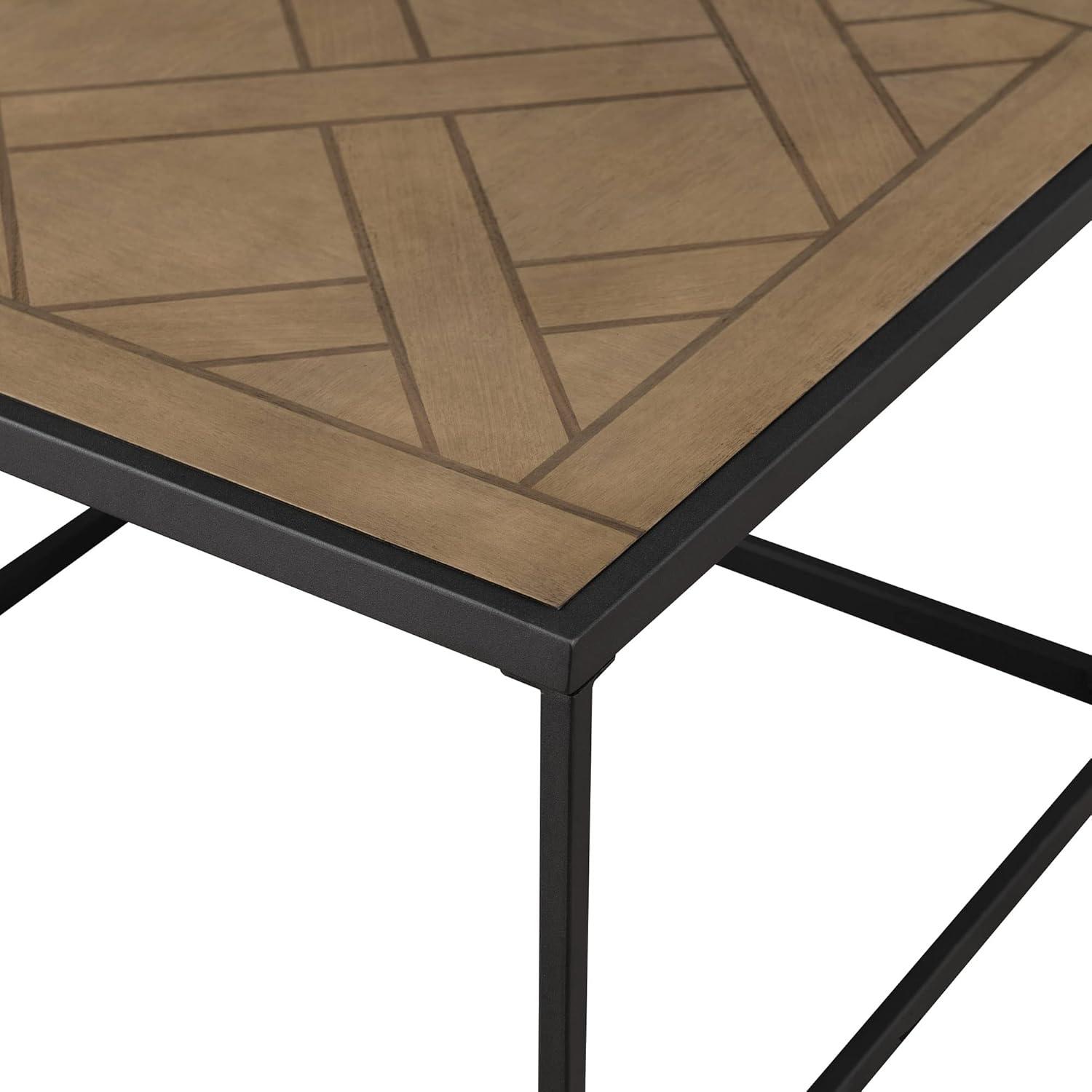 imageWalker Edison Cavyl Contemporary OpenBox Metal Frame Square Coffee Table 25 Inch Parquet Veneer