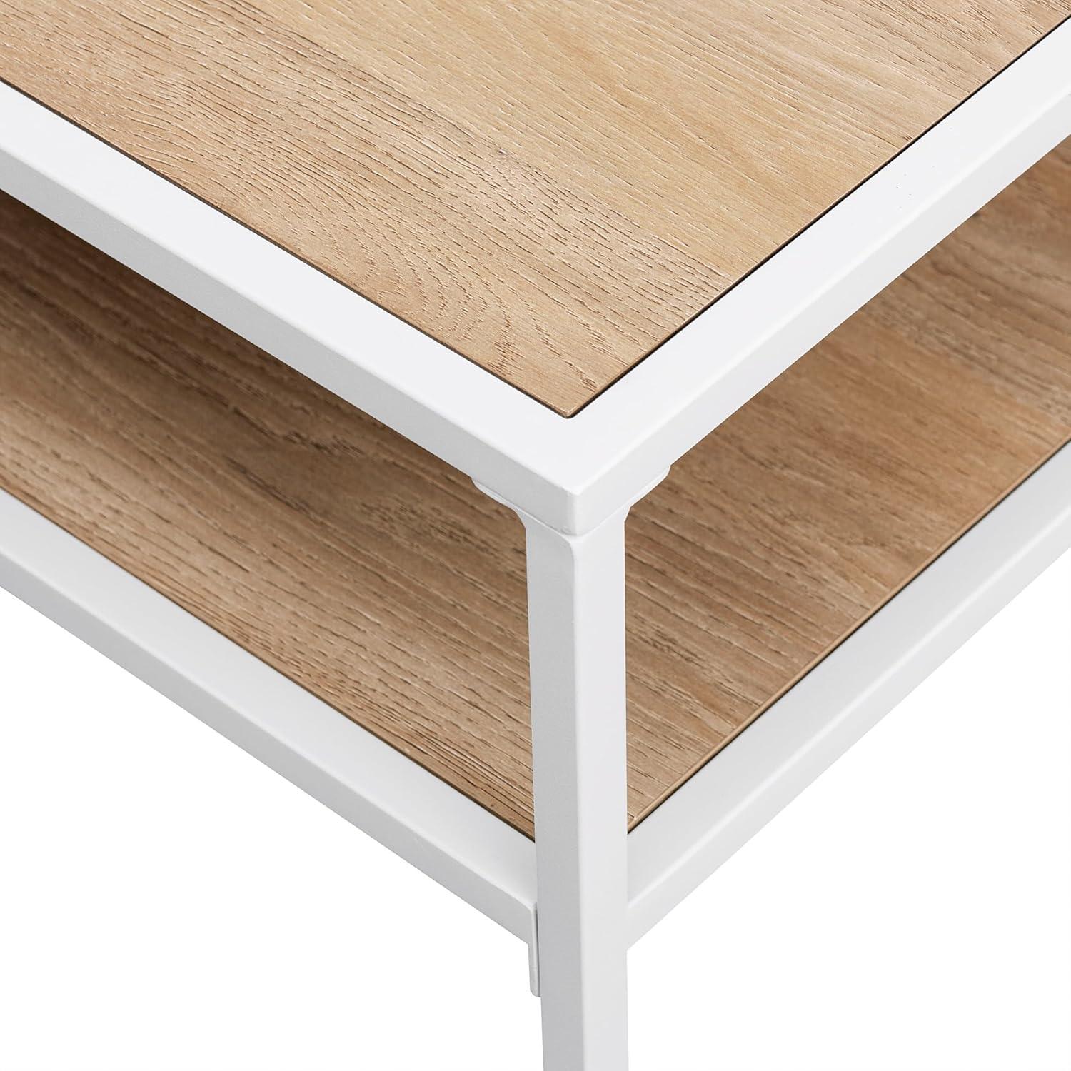 imageWalker Edison Contemporary Floating Shelf Coffee Table 40 Inch Coastal OakWhiteCoastal Oak