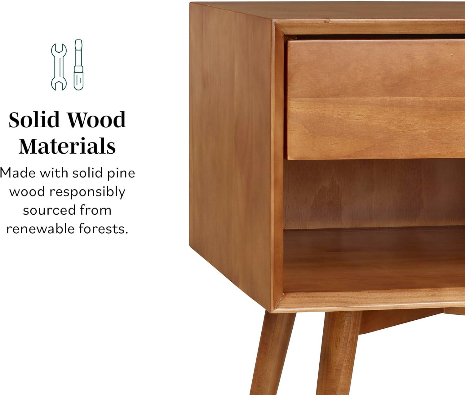 imageWalker Edison Mid Century Modern Wood Nightstand Side Table Bedroom Storage Drawer Bedside End Table 2 Drawer CaramelCaramel