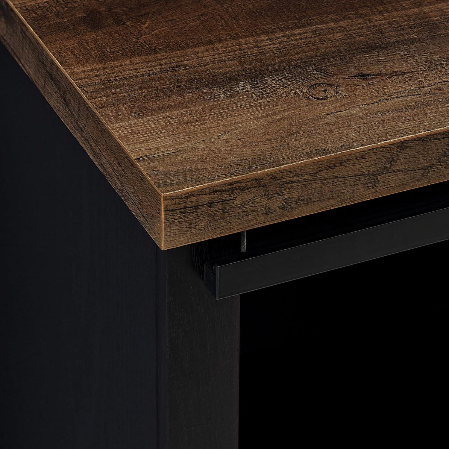 imageWalker Edison Willa Modern Farmhouse Sliding Single Slat Door Storage Console 32 Inch White and Rustic OakBlack and Rustic Oak