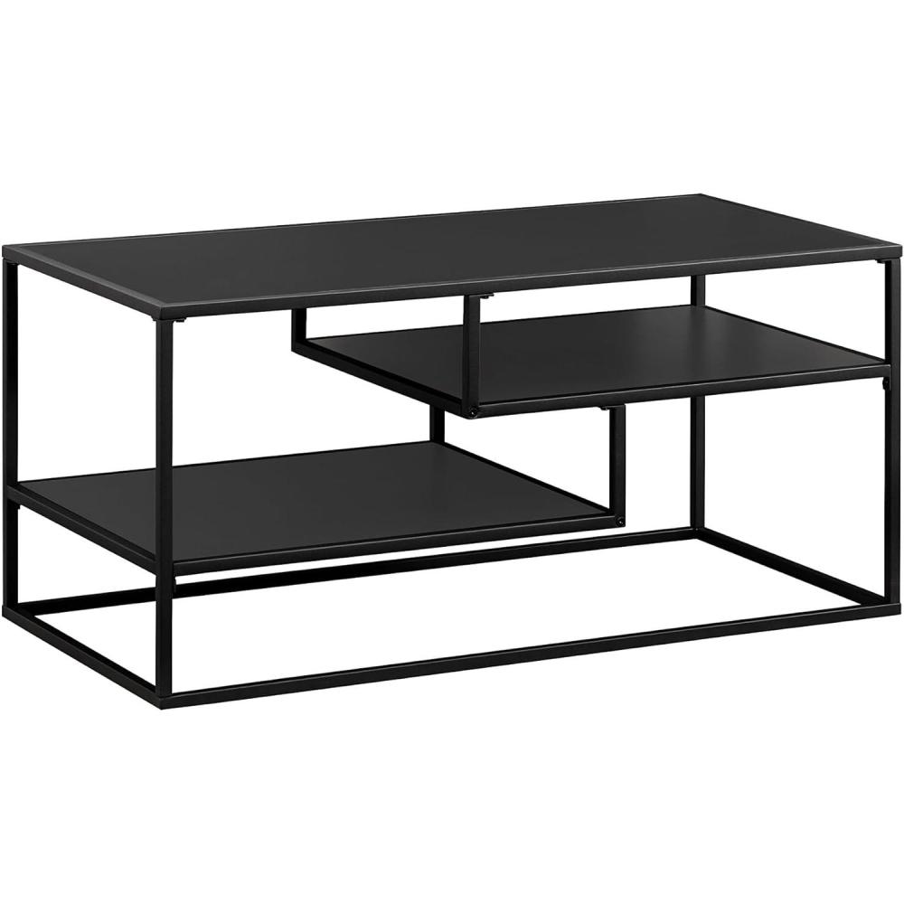 imageWalker Edison Contemporary Floating Shelf Coffee Table 40 Inch Coastal OakWhiteBlack