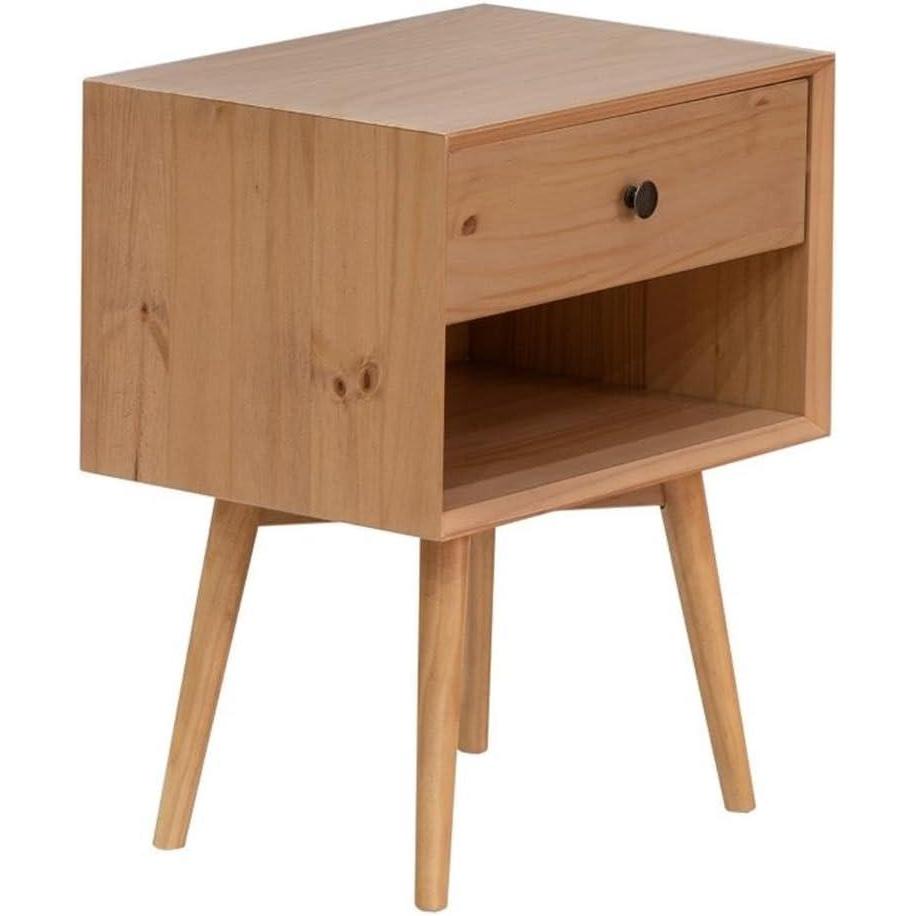 imageWalker Edison Mid Century Modern Wood Nightstand Side Table Bedroom Storage Drawer Bedside End Table 2 Drawer CaramelNatural Pine