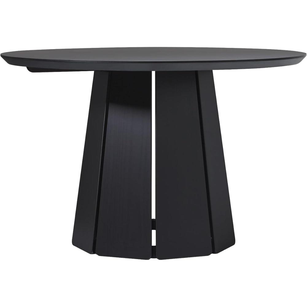 imageWalker Edison Modern PaneledWood Pedestal Base Round Top Dining Table 48 Inch Cerused WhiteBlack
