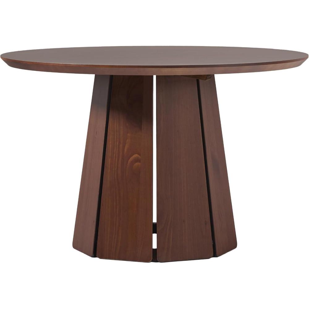 imageWalker Edison Modern PaneledWood Pedestal Base Round Top Dining Table 48 Inch Cerused WhiteBrown