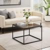 Walker Edison Cavyl Contemporary Open-Box Metal Frame Square Coffee Table 25 Inch Parquet Veneer
