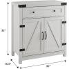 Walker Edison Farmhouse Double Barn Door Accent Kitchen Storage Cabinet Pantry with 1 Drawer, 30 Inch, Brushed white(Brushed White)