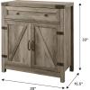 Walker Edison Farmhouse Double Barn Door Accent Kitchen Storage Cabinet Pantry with 1 Drawer, 30 Inch, Brushed white(Grey Wash)